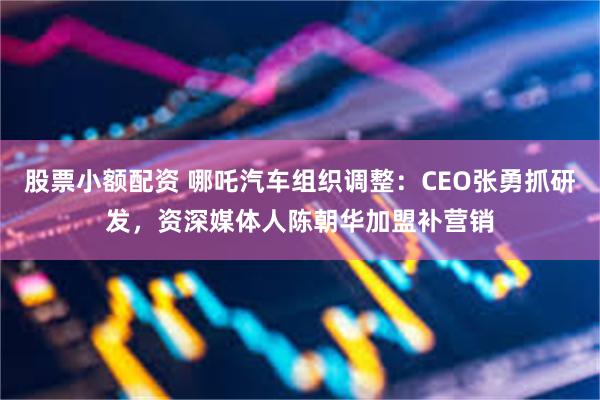 股票小额配资 哪吒汽车组织调整：CEO张勇抓研发，资深媒体人陈朝华加盟补营销